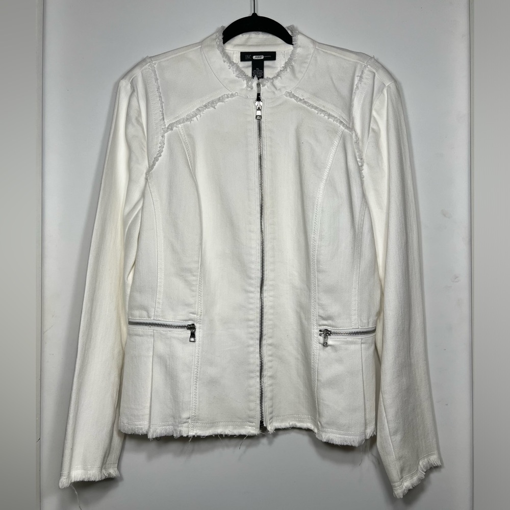 INC International Concepts White Jean Jacket